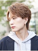 シースルーセンターパートツーブロックラウンドマッシュウルフ