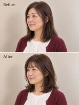 aptas 青山/表参道 白髪染め/白髪ぼかしハイライト/ボリュームアップエクステ&nbsp;表参道/青山/50代/前髪ミディアム