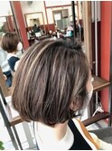 40代50代白髪ぼかしハイライトボブ【Ruufus恵比寿渋谷】3151c