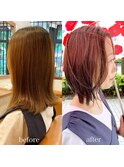 パツっとボブにインナーカラー