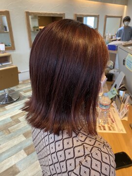 ニコ ヘアリラクゼーション(Nico hair relaxation) 20代30代大人可愛い外ハネミディピンク暖色カラーぷつっとカット
