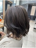 ブリーチ無しモダングレージュ/ルーズヘア/シースルーバング