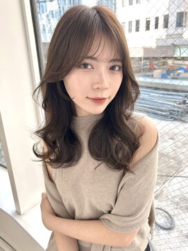 バイオレット 表参道店(Violet) くびれミディ 前髪パーマ グレージュ 韓国ヘア