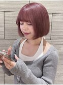 韓国ボブピンクベージュぱっつん前髪MI-07