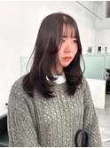 レイヤーカット顔まわりストレートロングレイヤー堀江