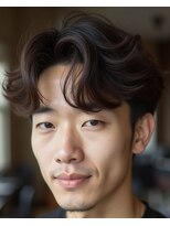 メンズエス 天満扇町(mens esu) yaニュアンスパーマ/束感カット/ダークブラウンカラー