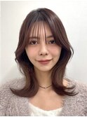 くびれミディアムレイヤーカットハッシュカット銀座外はね内巻き