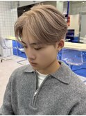 オリーブベージュメンズミルクティーベージュシースルーマッシュ