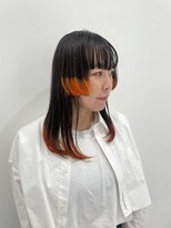 ハイブ 金沢(Hive)&nbsp;10代20代個性派カットハイトーン裾カラービビットオレンジ