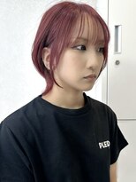 トレヘアー 京都 烏丸(tRe hair)&nbsp;ミニウルフ　ショート/ハイライトカラー　アプリコットオレンジ