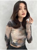 前髪長め韓国風ロング