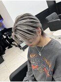 メンズバレイヤージュハイライトセンターパートウルフブリーチ