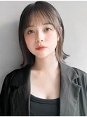 サイドバングくびれヘア暗めカラー美髪うる艶髪小顔カット