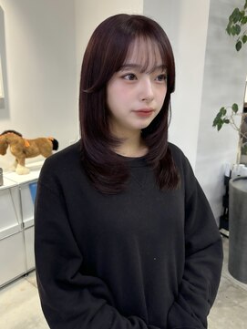 ボルドーカラー/ブリーチなしカラー/ミディアムレイヤー/♪