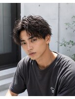 MEN's Baguz MEN'Sカット/ MEN'Sパーマ/ MEN'Sカラー 韓国風濡れ感ウェーブマッシュメンズパーマ束感トレンドスタイル