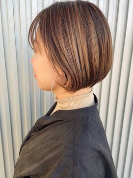 アンジュ 大豆島店(ange) ミニボブ_ハイライトカラー_チョコブラウン[20代30代40代50代]