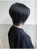 ショートウルフ/ブルーブラック/ネイビー/イメチェン/黒髪/小顔
