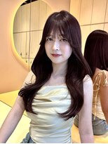 グロー 大宮(GLROW)&nbsp;韓国風くびれ巻き　レイヤー　ブリーチなしダブルカラー　レッド