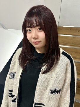 ヨーク(YOKE) 【YOKE】ダークレッドブリーチなしレイヤーロング前髪顔周り