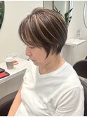 くびれショートボブ40代50代グレイカラー白髪染め白髪ぼかし