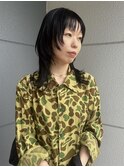ハッシュカット×ダークグレー　ミディアムレイヤーウルフカット