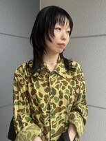 ヘアーアイストゥーレ(HAIR ICI TRE)&nbsp;ハッシュカット×ダークグレー　ミディアムレイヤーウルフカット