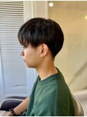 MEN’SHAIRアッシュブラックマッシュパーマ