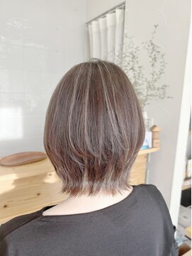 キュウヘアー(KYUU HAIR) ウルフレイヤーボブ×おしゃれ白髪染め