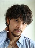 緩めツイストスパイラル無造作シャドウパーマ渋谷メンズ