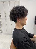 アッシュブラックカルマパーマベリーショートダークアッシュ