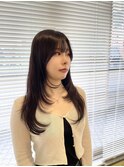 韓国ヘアスリークレイヤーシースルーバンググレージュカラー難波