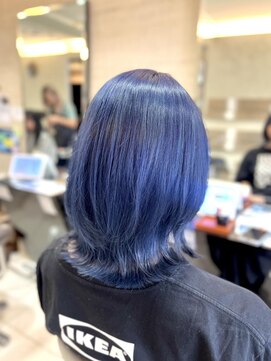 プライズ 池袋店(prize) ブリーチくびれボブミニウルフ透明感ネイビーブラックカラー