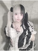 ホワイト×ブラック/ツートン/エクステ60枚/地雷系