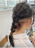 簡単アレンジ20代30代伸ばしかけインナーカラーベージュ