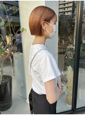 ブリーチなしダブルカラーで作るオレンジボブ/落合