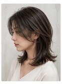 白髪ぼかしハイライト×くびれミディレイヤー