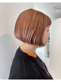 ピンクベージュ ミニボブ