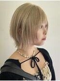 ダブルカラーレイヤーボブナチュラルボブショートウルフボブ前髪