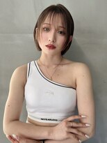 ロンドイディールバンダイ 新潟万代(Lond ideal) シースルーレイヤーボブ×ミルクティーベージュ