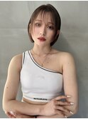 シースルーレイヤーボブ×ミルクティーベージュ