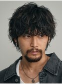 シャドウウルフパーマメンズカットマッシュ無造作原宿