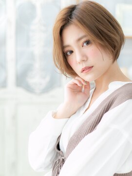 カバーヘア 上尾西口店(COVER HAIR) 小顔前下がり外国人風ことりベージュ丸みボブh4上尾20代30代40代