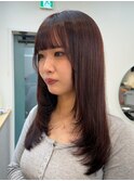レイヤーカット/顔周りカット/ボルドーカラー