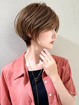 前髪あり耳掛け丸みくびれ大人ショートボブ20代30代40代50代＊