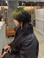 フリーラ 京都河原町三条店(freera)&nbsp;【design】BLACK×NEON GREEN/wolf cut