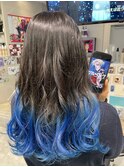 ブルロ カイザー グラデーションカラー ケアブリーチ ブルー