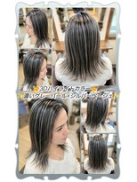 ヘアーファクトリー☆マハロ(Hair Factory☆MAHARO)&nbsp;３Ｄハイライトカラー☆ダークグレーパール＆シルバーベージュ