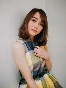 錦糸町 美容室 ラウンズ(Rounds) クセ毛風カジュアルミディー　ツヤ感で魅せる内巻きワンカール