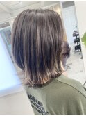 脱白髪染めグレージュハイライトカラー