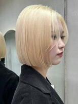 ソル ジングウマエ(SOL JINGUMAE) ハイトーンカラー切りっぱなしミディアムペールピンクベージュ★